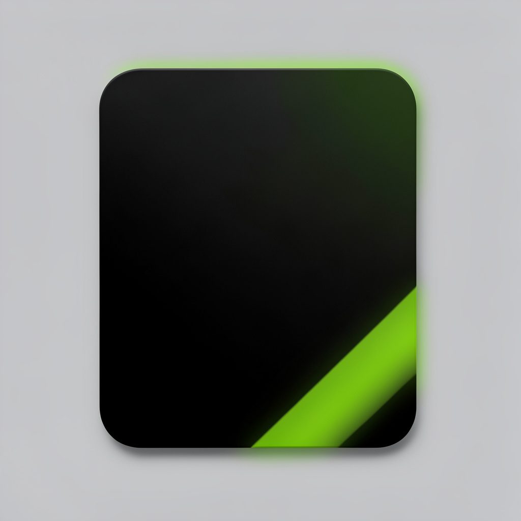 Black rounded placeholder card with a subtle lime diagonal stripe and corner glow.